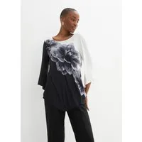 bonprix Tunikashirt loose fit, 3/4-Ärmel, mit spitz zulaufendem Saum, pflegeleicht