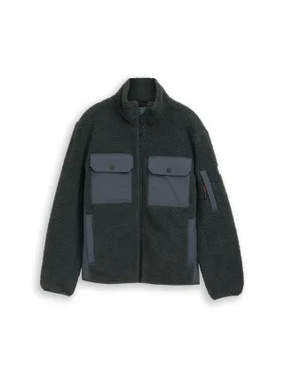 Tom Tailor - Teddyjacke mit Stehkragen grün - Gr. - M