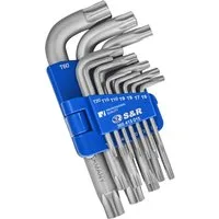 S&R Torxschlüssel Innensechskant, Winkelschlüsselsatz für Torx-Schrauben (Set, 15 St., TX6 - TX60), Extra Belastbar, in praktischem Klapphalter