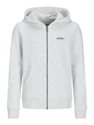JACK&JONES - JJBEAU SWEAT ZIP HOOD JNR white melange - Gr. - 140