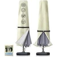 LuxusKollektion Sonnenschirm-Schutzhülle Sonnenschirmhülle Ampelschirm 600D 300cm Beige 190x30 40 50cm