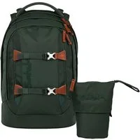 Satch Schulranzen Schulrucksack-Set PACK Nordic Forest Green 2-teilig (2-teilig), ergonomisch, Your-Size-System: auf Körpergröße anpassbar