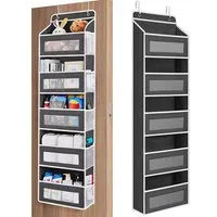 Cachito Hängeregal Hängeaufbewahrung Organizer mit 5 Netztaschen,Taschen Organizer, fur Schlafzimmer, Buro, mit 5 Fächern Klarem Fenstertür Aufbewahrung Türhänger 2 Metallhaken