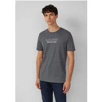 s.Oliver Kurzarmshirt T-Shirt Meliertes T-Shirt mit Rollkante und Frontprint