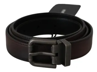 Dolce & Gabbana Solid brauner Leder-Gürtel mit grauer Schnalle