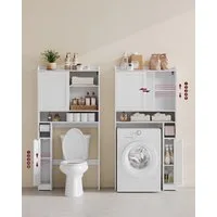 VASAGLE Badregal Toilettenregal, geeignet für die meisten Toiletten, 25 x 83 x 170 cm, Badezimmerregal, verstellbare Ablagen, platzsparend, wolkenweiß