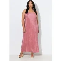 Ulla Popken Jerseykleid Plissee-Maxikleid elastischer Ausschnitt