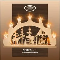 Weigla Schwibbogen Weihnachtsabend, Lichterbogen aus Holz, NATUR, Made in Germany (1-tlg), Erzgebirge garantiert, Weihnachtsdeko Innen, Weihnachtsbeleuchtung