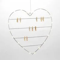 Spetebo LED-Girlande LED Deko Herz mit 10 Klammern - 39 cm, 20-flammig, Lichterherz mit 20 warmweißen LED