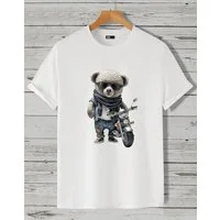 RMK T-Shirt Herren T-Shirt Rundhals mit Teddybär Motorrad