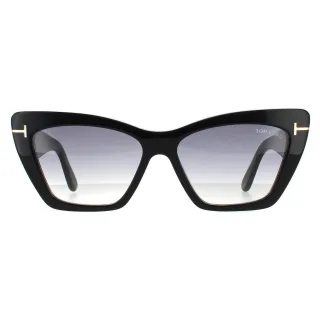 Tom Ford Cat Eye Womens Glänzend Schwarz Grau Rauch Gradient