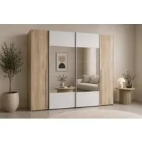 FORTE Kleiderschrank Narago, Kombischrank mit Spiegel (B/H/T ca. 270/210/61cm) Schwebetüren in Kombination mit Drehtüren, Made in Europe