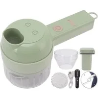 Nimomo Gemüseschneider 4 in 1 Elektrischer Gemüseschneider Multizerkleinerer Zerkleinerer, 4,44 W, 4 in 1 Funktion, USB-Ladung, Edelstahlklingen, kompakt, ergonomisch