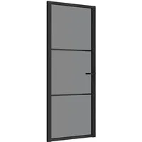 vidaXL Haustür Innentür 83x201,5 cm Schwarz ESG-Glas und Aluminium (1-St)