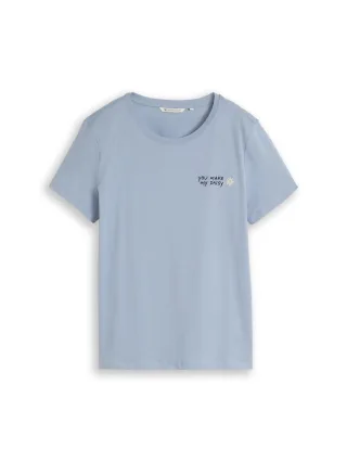 TOM TAILOR Denim - T-Shirt mit Stickerei blau - Gr. - S