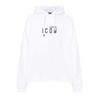 Dsquared2 Weißer Hoodie Schwarzes Icon-logo
