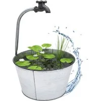 Spetebo Blumentopf Metall Zinkeimer mit Deko Wasserhahn - 48 x 29 cm (Packung, 1 tlg), Metalleimer zum Beflanzen