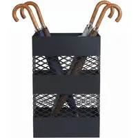 SONGMICS Schirmständer Regenschirmständer, aus Metall, rechteckig, Wasserauffangschale, Gitter-Design, grau