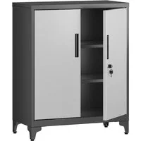 SONGMICS Aktenschrank Mehrzweckschrank, Büroschrank mit 2 Türen Schrank abschließbar, Aufbewahrungsschrank aus Stahl