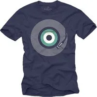 MAKAYA Print-Shirt Herren Retro Motiv Vintage Look Schallplatte Hippie Musik Geschenke Lustig