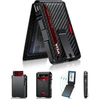 ibettertec Geldbörse Slim Wallet, Portemonnaie klein, Carbon Geldbörse, Geldbeutel (Portmonee, Kartenetui, RFID Schutz Mini/Smart, Wallet/Kreditkartenetui Herren/Hält 12 Karten)