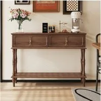 HOLTICO Konsolentisch aus Holz mit 2 Schubladen, Flurtisch, Eingangstisch, 120x30x86cm (1-St), Schmaler Konsolentisch für Wohnzimmer, Flur & Schlafzimmer