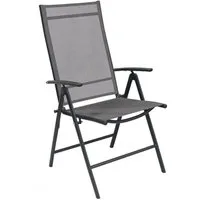 Mojawo Armlehnstuhl Garten Klappstuhl Hochlehner Metall - Textilen Anthrazit 7 Positionen