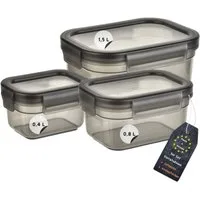 Engelland Frischhaltedose 3er Set Aufbewahrungsdosen mit Deckel, Vorratsdose, Frischhaltedose, Kunststoff/Silikon, (Vorteils-Set, 3-tlg., 0,4 L / 0,8 L / 1,5 L), luftdicht, auslaufsicher, stapelbar, BPA-frei, verschiedene Größen