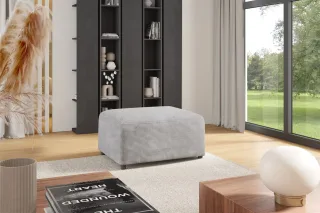 Polsterhocker Designerhocker Hocker MEGAN in Stoff Poso Hellgrau