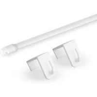 dekondo Gardinenstange "Hawaii", weiß, oval, ausziehbar, inkl. klemmbaren Fensterhaken für eine Befestigung oben an Ihrem Fenster, Haken geeignet für einen Klemmbereich von 15-20 mm