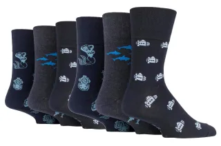 Gentle Grip - 6 Paar nicht elastische Socken für Herren - Tiefsee