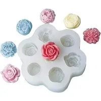 FOUORTUNATE-BEE Silikonform 7-fach Rosen Silikonform für Mini-Blumenkerzen, (1-tlg), Silikonform mit 7 Rosen für kleine Kerzen & Deko