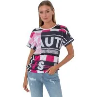 Estefania for woman Rundhalsshirt 194-1650, "life is beautiful" mit Strassbesatz