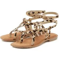 French Connection Sandalette, Sommerschuhe, offener Schuh, Ledersandale Sandale NEU aus hochwertigem Leder in modischem Leo-Look