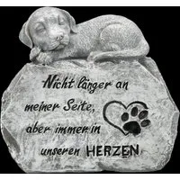 Figuren Shop GmbH Dekoobjekt Tiergrab Deko – Hund Statue Gedenkstein Trauerfigur Garten 15 cm