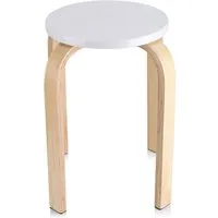 SURFOU Sitzhocker Sitzhocker Stapelbar Bugholz Hocker–Antirutsch Design, Esszimmerhocker (Weiß, 40 cm Höhe, Hocker – Leicht zu montieren, inkl. Antirutschfüßen, für Kinderzimmer & Wohnbereich)