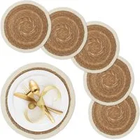 relaxdays Platzset Geflochtene Tischsets 6-teilig