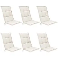 Beautissu Hochlehnerauflage 6er Set Hochlehner Set Base HL Sitzkissen, 120x50x6cm Natur, Hochlehner Rückenkissen Stuhlkissen für Gartenstühle Sitzpolster