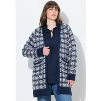 Ulla Popken Strickjacke Strickjacke Schneeflocken V-Ausschnitt