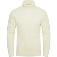 behype Rollkragenpullover BSLANA Grobstrick Zopf-Muster Winterpullover Strickpullover