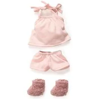 DJECO Puppenkleidung Pomea Nachtwäsche-Set für 32 cm Puppen mit Top, Hose & Pantoffeln
