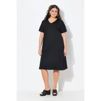 Ulla Popken Jerseykleid Jerseykleid Biesen A-Linie V-Ausschnitt Halbarm
