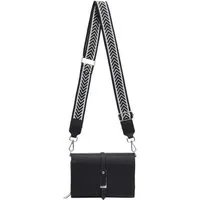 ITALYSHOP24 Schultertasche Damen CROSS OVER BODY Brusttasche Umhängetasche Clutch mit Geldbörse (kleine Gürtel-Tasche, 3 getrennte Fächer, breites Gurt, Kartenetui), Bodybag Geldtasche Muster Taschengurt, Handyfach, Leder Optik, leicht