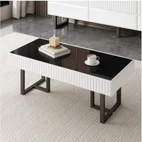 HAUSS SPOLE TV-Schrank Modernes Möbelstück mit Farbblock-Optik, Hochglanz & Metallbeine (nur einer Couchtisch, Couchtisch mit stabilem Gestell) Wohnzimmertisch in Schwarz-Weiß