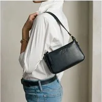 SID & VAIN Umhängetasche SID & VAIN Henkeltasche echt Leder Damen Handtasche Schultertasche, Ledertasche Schultertasche Damen Messenger Bag Glattleder schwarz