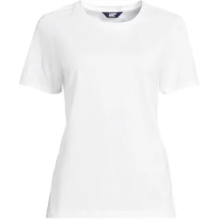 Supima T-Shirt mit Rundhalsausschnitt in Plus-Größe für Damen, Damen, size: plus, Weiß, Baumwolle, by Lands' End