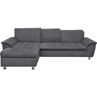 DOMO collection Ecksofa FRANZI 278x162 cm, L-Form, bequem, belastbar bis 140 kg/Sitz, Chenille, dunkelgrau