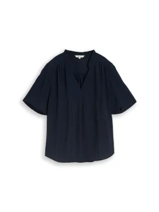 Tom Tailor - Bluse mit V-Ausschnitt sky captain blue - Gr. - 36
