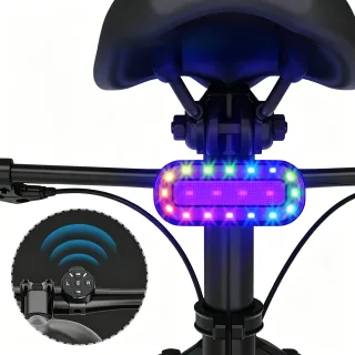LAOTIE X6 RGB Bicycle Rear Light with Wireless Remote, IPX5 Waterproof E-Bike Turn Signal Indicators, USB-C Charging Cyc