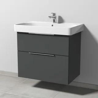 Sanipa 3way Waschtischunterbau zu Geberit Smyle Square Waschtisch mit 2 Auszügen, Anthrazit-Matt UM67222